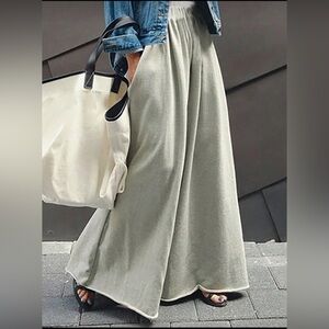 Casual Solid Drawstring Waist Wide Leg Pants Fall Cloth For Women 12(XL)